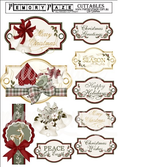 Vintage christmas tags. A4. Ideal for your Christmas cards . Min